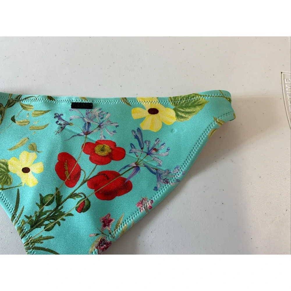 Triangl Bikini Bottom Sz S  Neoprene‎ Floral Tropical Turquoise Swimwear Beach